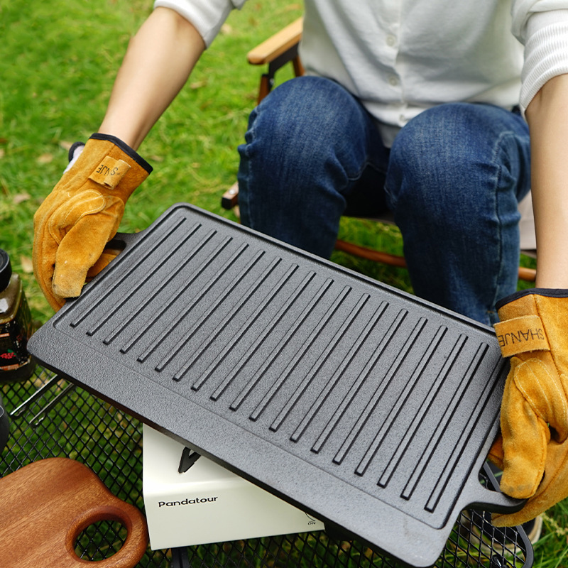 Camping Cooking Flat Top - Wajan Panggangan Besi Cor Dua Sisi