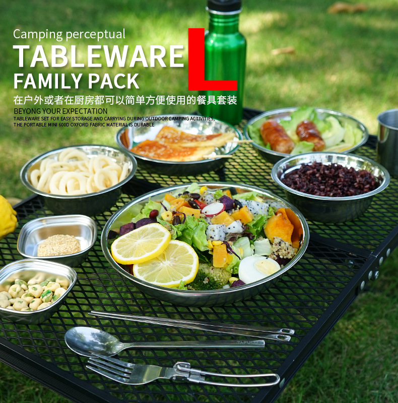 Peralatan makan berkemah porta - Camping Cooking Dining Set ulasan dan harga